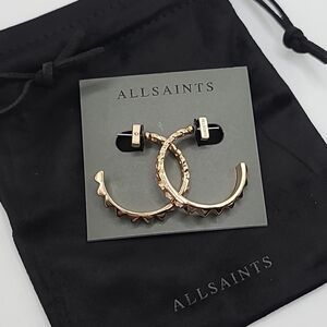 AllSaints Gold Pyramid Crystal Hoops